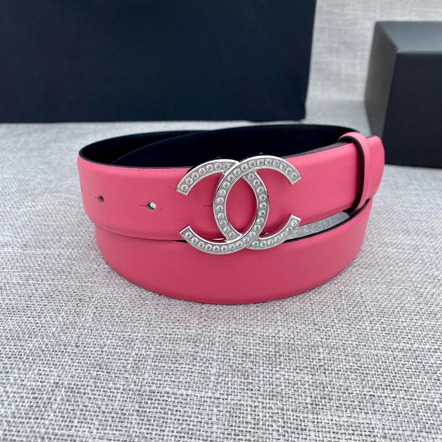 CC 26S BELT 30 MM IN PINK CALFSKIN SILVER HARDWARE 661513