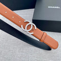 CC 26S BELT 30 MM IN CAMEL BROWN CALFSKIN SILVER HARDWARE 661515