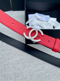 CC 26S BELT 30 MM IN RED CALFSKIN SILVER HARDWARE 661517