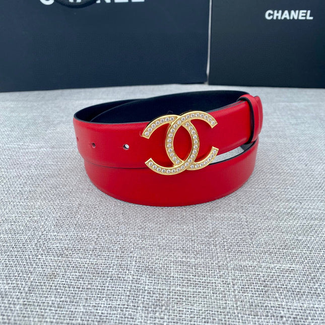 CHANEL 26S BELT 30 MM IN RED CALFSKIN WITH GOLD HARDWARE 661517