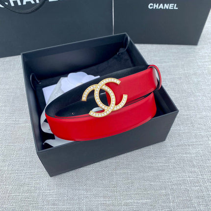CHANEL 26S BELT 30 MM IN RED CALFSKIN WITH GOLD HARDWARE 661517