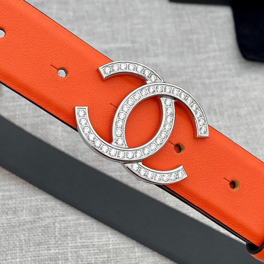 CC 26S BELT 30 MM IN ORANGE CALFSKIN SILVER HARDWARE 661518