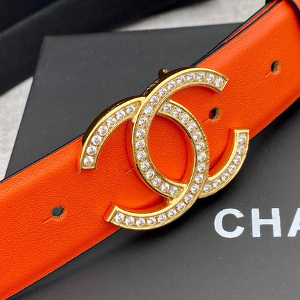 CHANEL 26S BELT 30 MM IN ORANGE CALFSKIN WITH GOLD HARDWARE 661518
