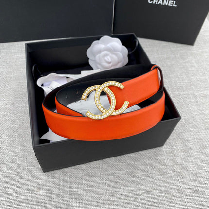 CHANEL 26S BELT 30 MM IN ORANGE CALFSKIN WITH GOLD HARDWARE 661518