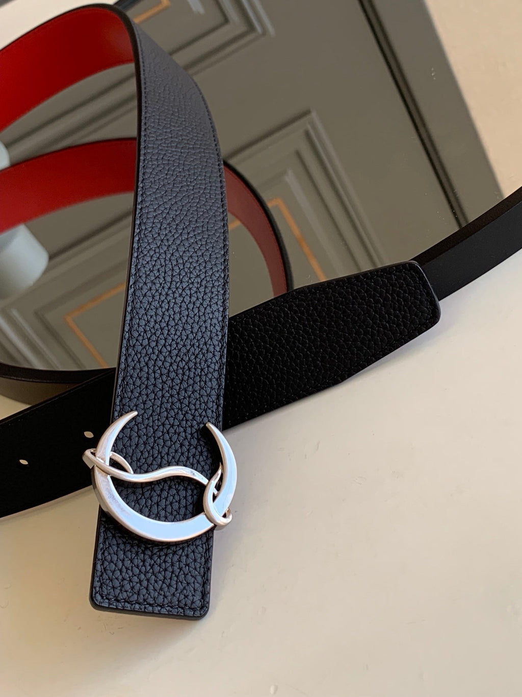 CL BELT 35MM IN BLACK CALFSKIN 566231