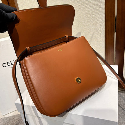 TABOU FLAP BAG 22 IN BRONZE BROWN SMOOTH CALFSKIN GOLD LOCK