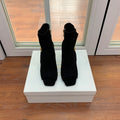 BALMAIN 26S OPEN-TOE BOOTS 95 MM IN BLACK SUEDE