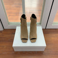 BALMAIN 26S OPEN-TOE BOOTS 95 MM IN LIGHT BROWN SUEDE