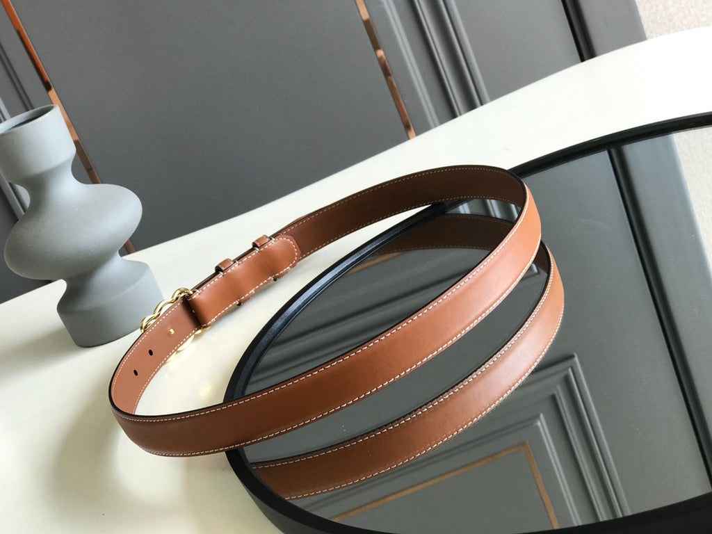 CELINE 25S BELT TRIOMPHE 25MM IN BROWN CALFSKIN 559676