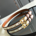 CELINE 25S BELT TRIOMPHE 25MM IN WHITE CALFSKIN AND CANVAS 559677