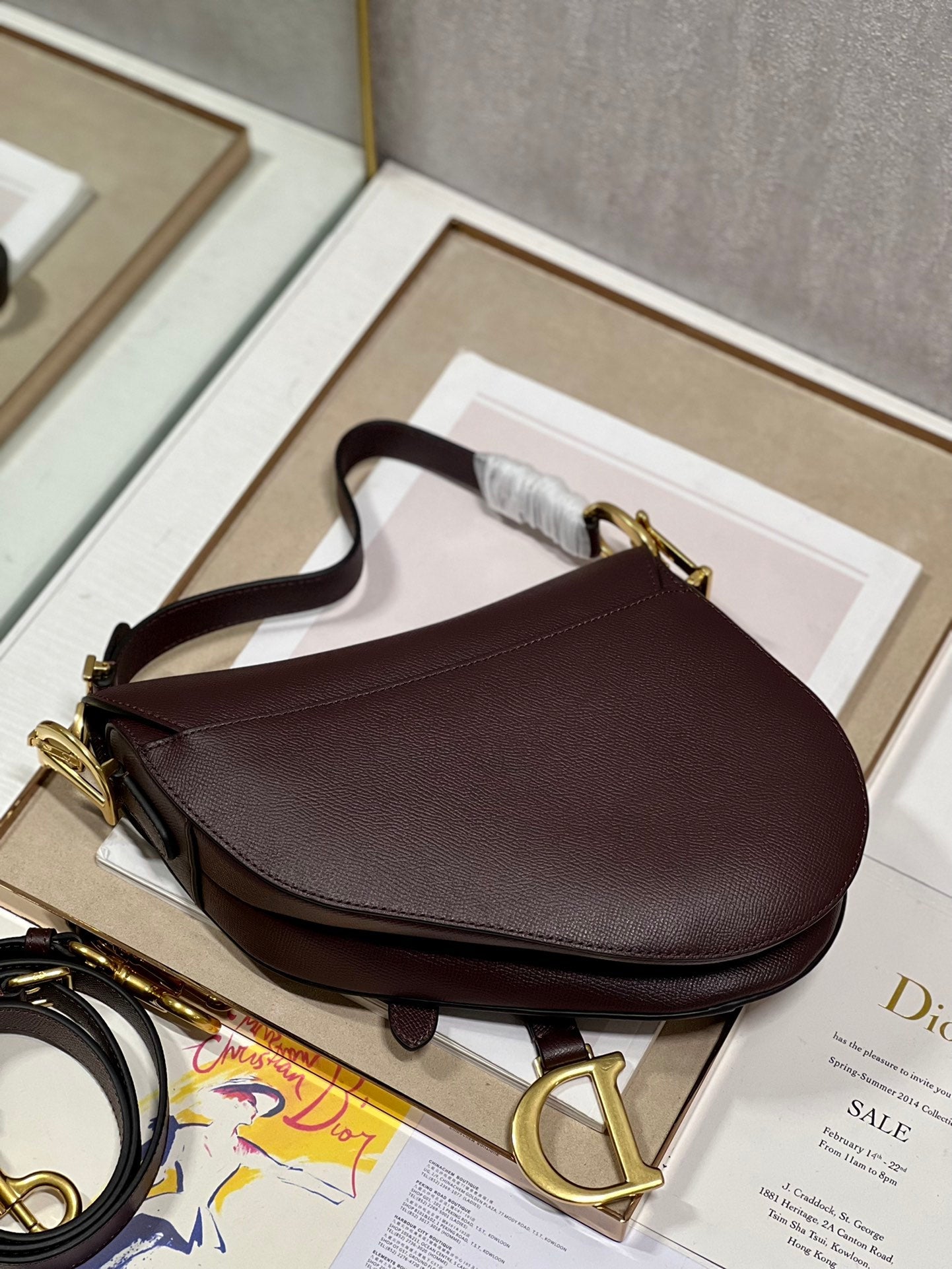 DIOR 26S SADDLE BAG 19 IN DARK RED CALFSKIN