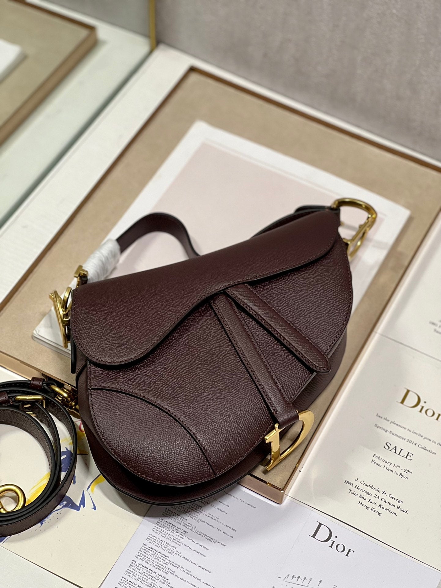 DIOR 26S SADDLE BAG 25 IN DARK RED CALFSKIN