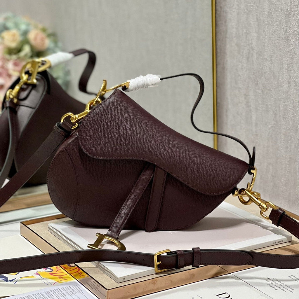 DIOR 26S SADDLE BAG 25 IN DARK RED CALFSKIN