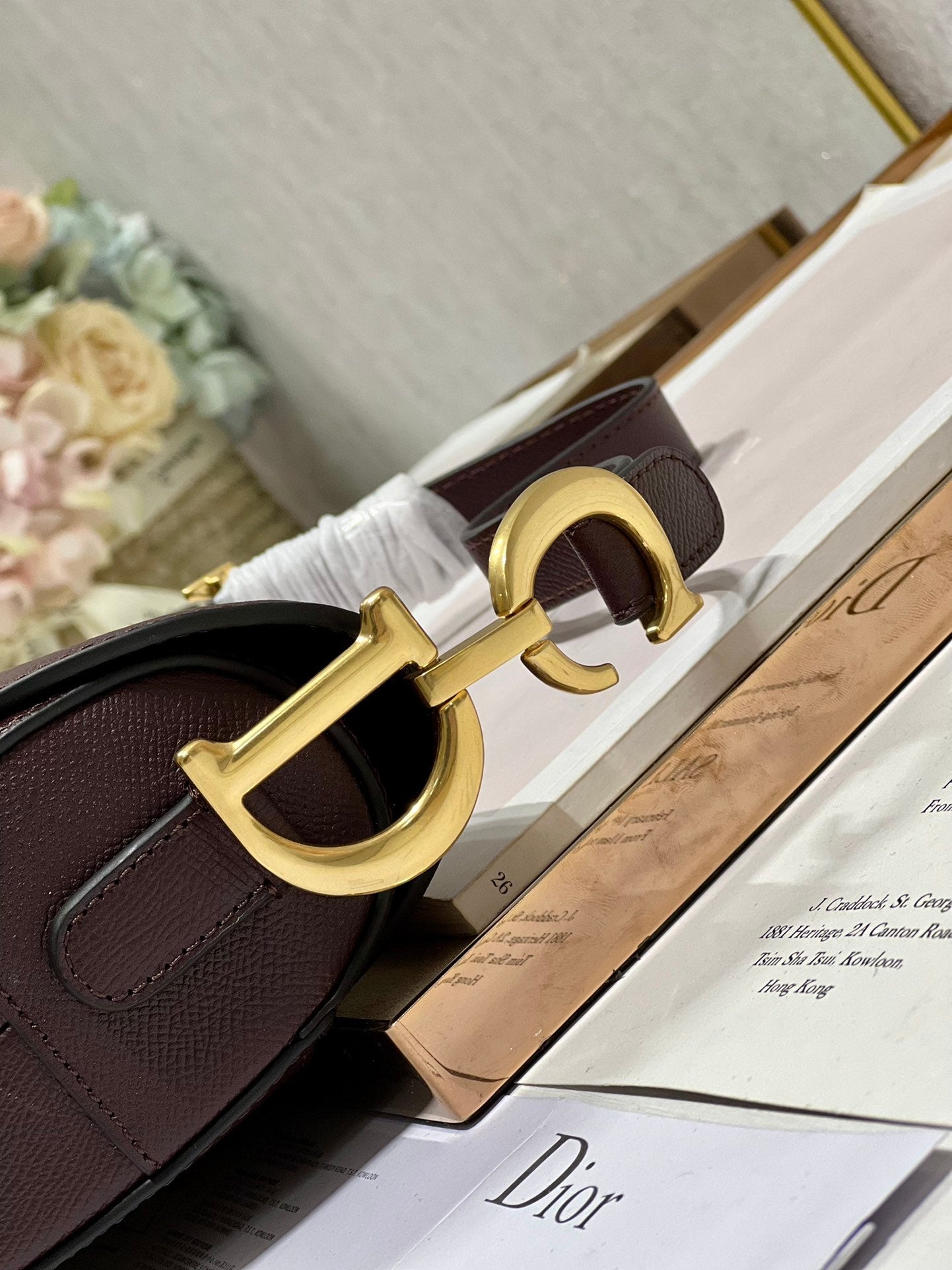 DIOR 26S SADDLE BAG 25 IN DARK RED CALFSKIN
