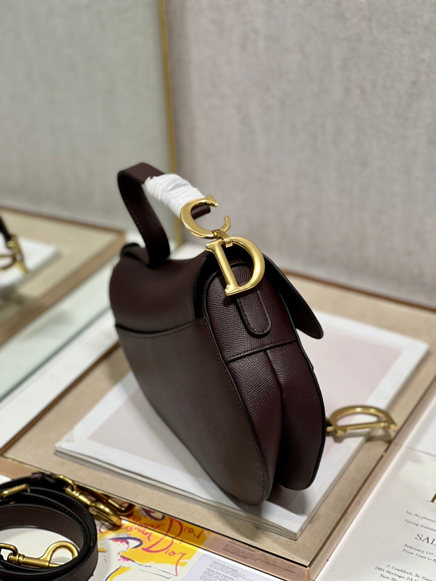 DIOR 26S SADDLE BAG 25 IN DARK RED CALFSKIN