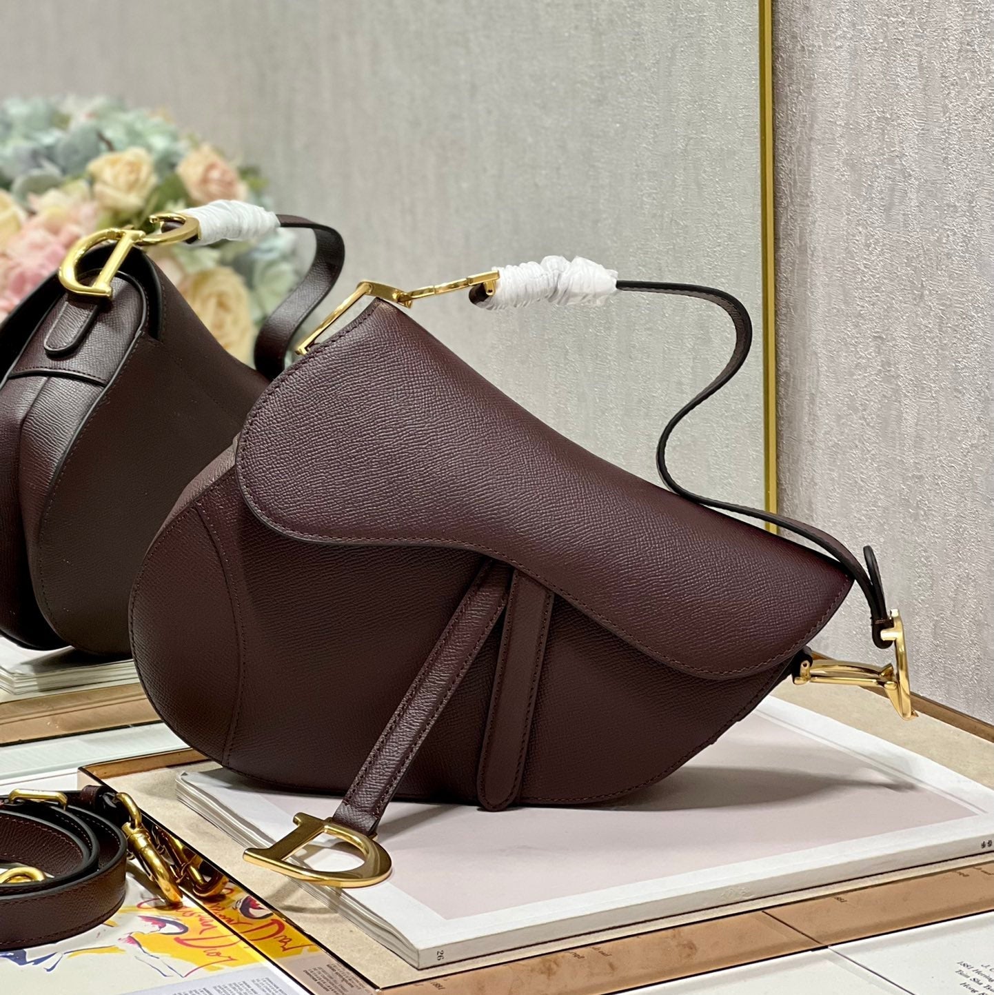 DIOR 26S SADDLE BAG 25 IN DARK RED CALFSKIN