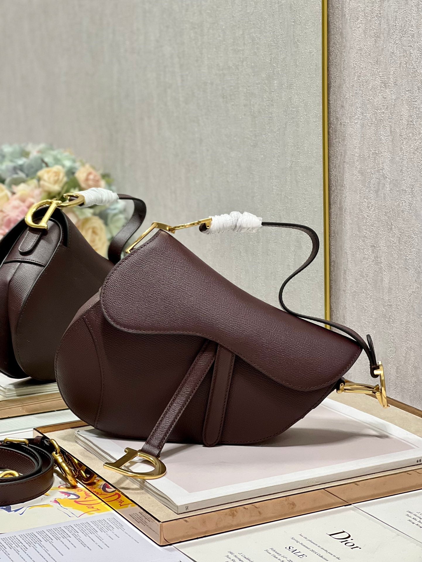 DIOR 26S SADDLE BAG 19 IN DARK RED CALFSKIN