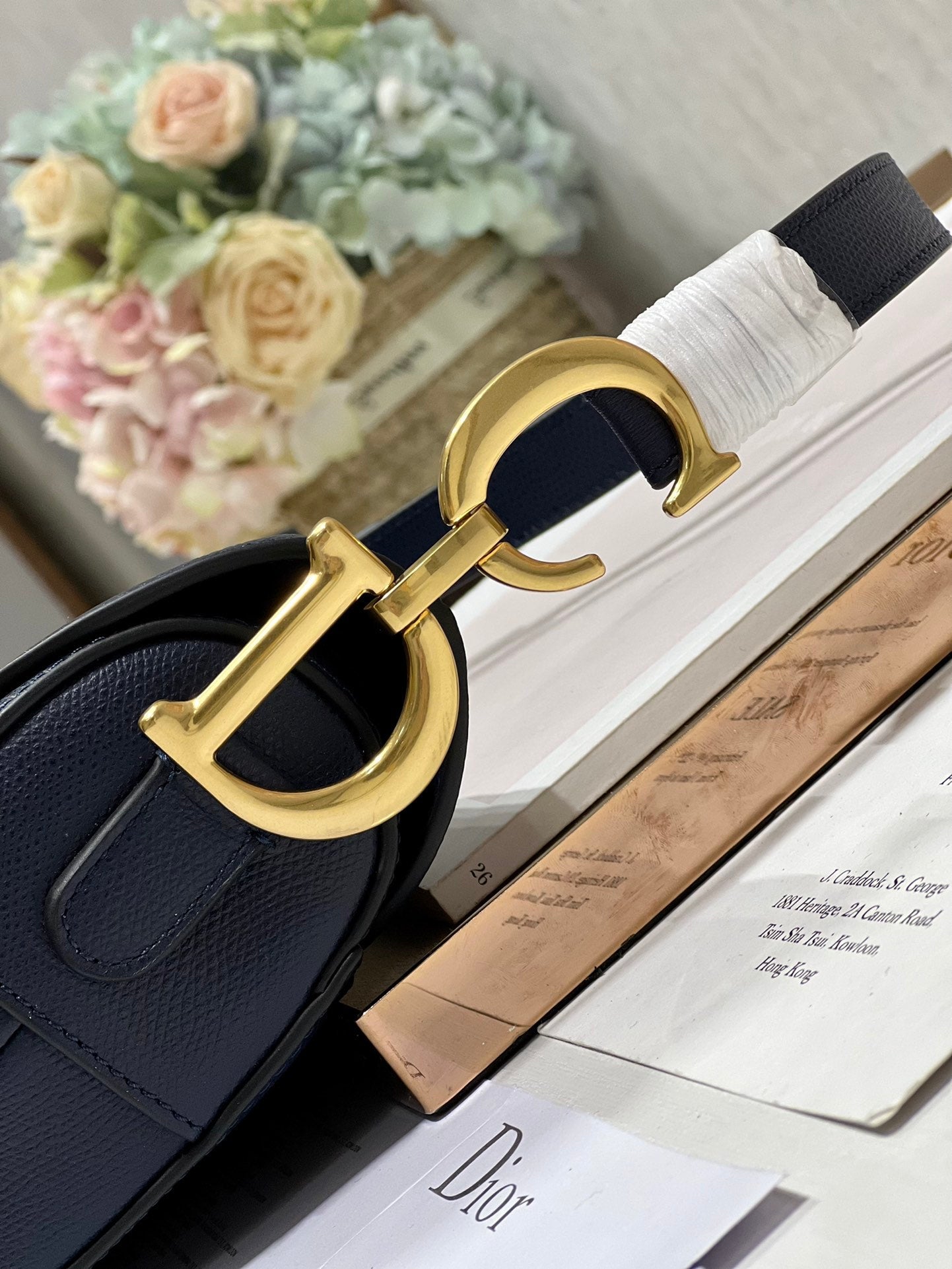 DIOR 26S SADDLE BAG 25 IN NAVY BLUE CALFSKIN