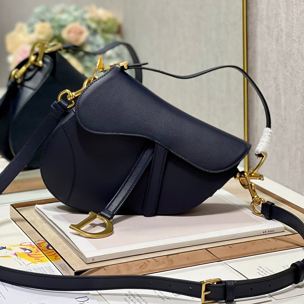 DIOR 26S SADDLE BAG 19 IN NAVY BLUE CALFSKIN