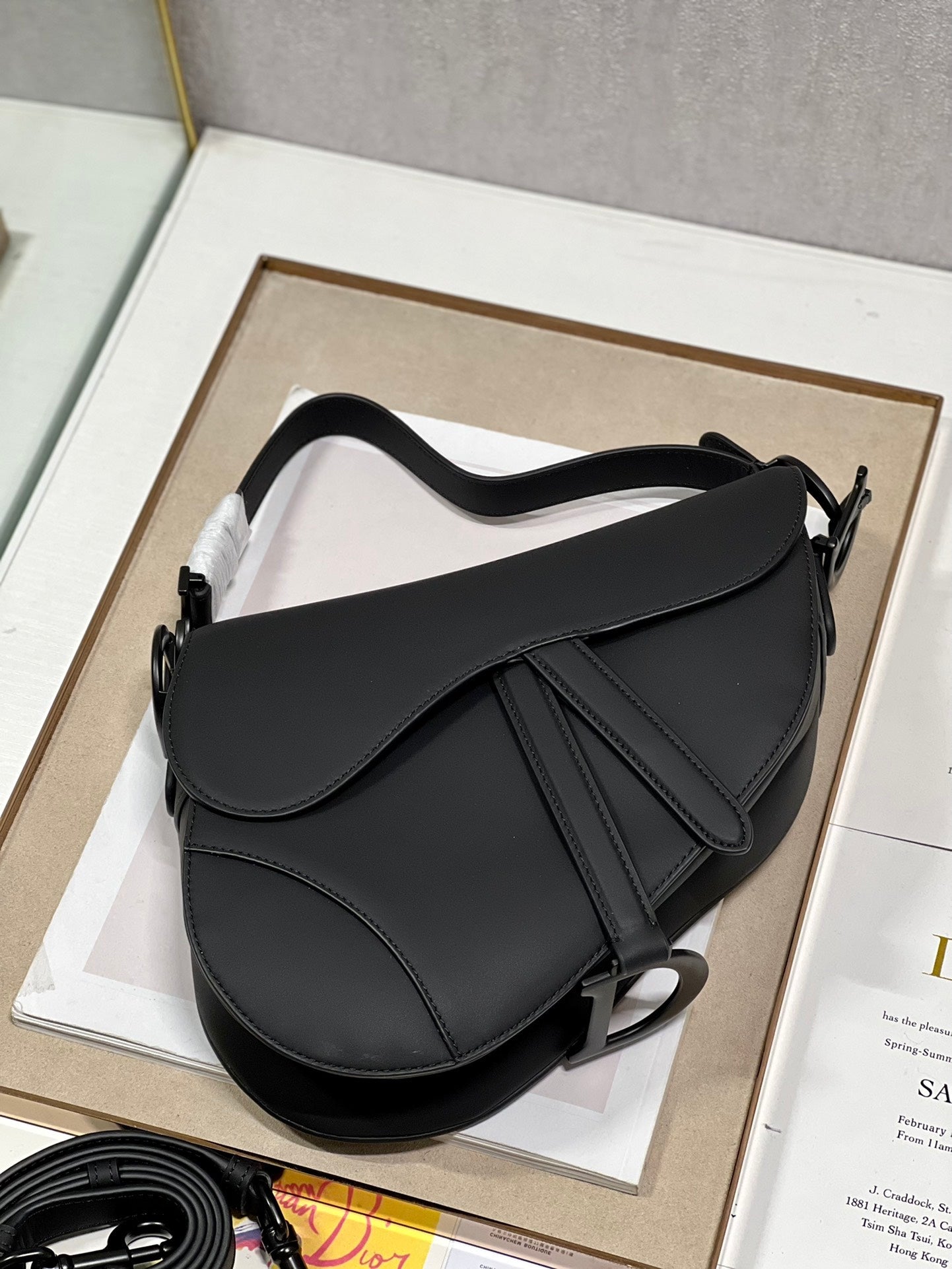 DIOR 26S SADDLE BAG 25 IN BLACK CALFSKIN