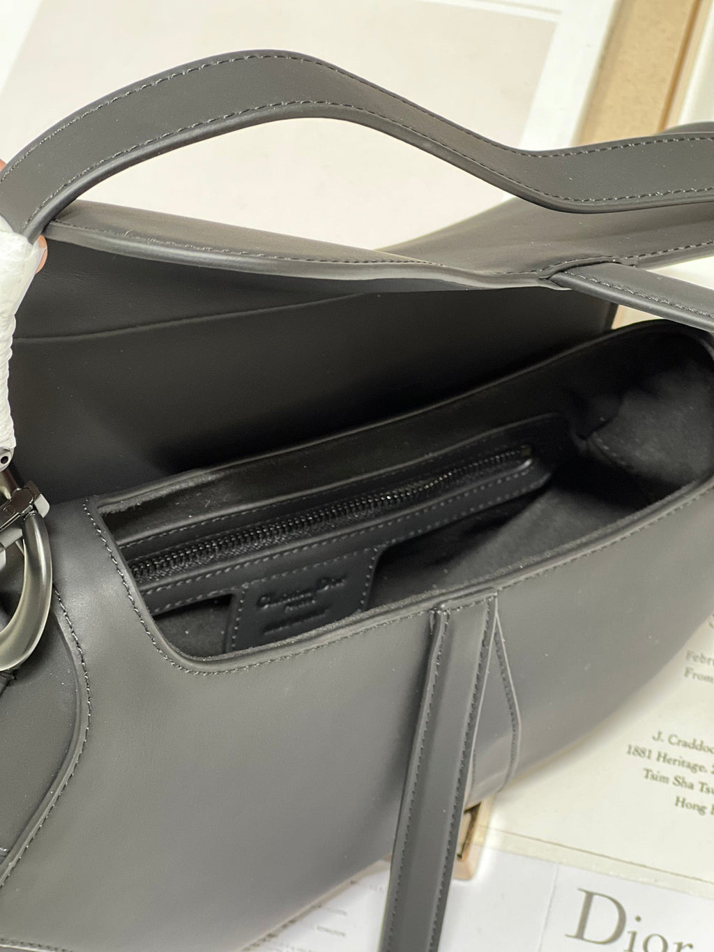 DIOR 26S SADDLE BAG 19 IN BLACK CALFSKIN
