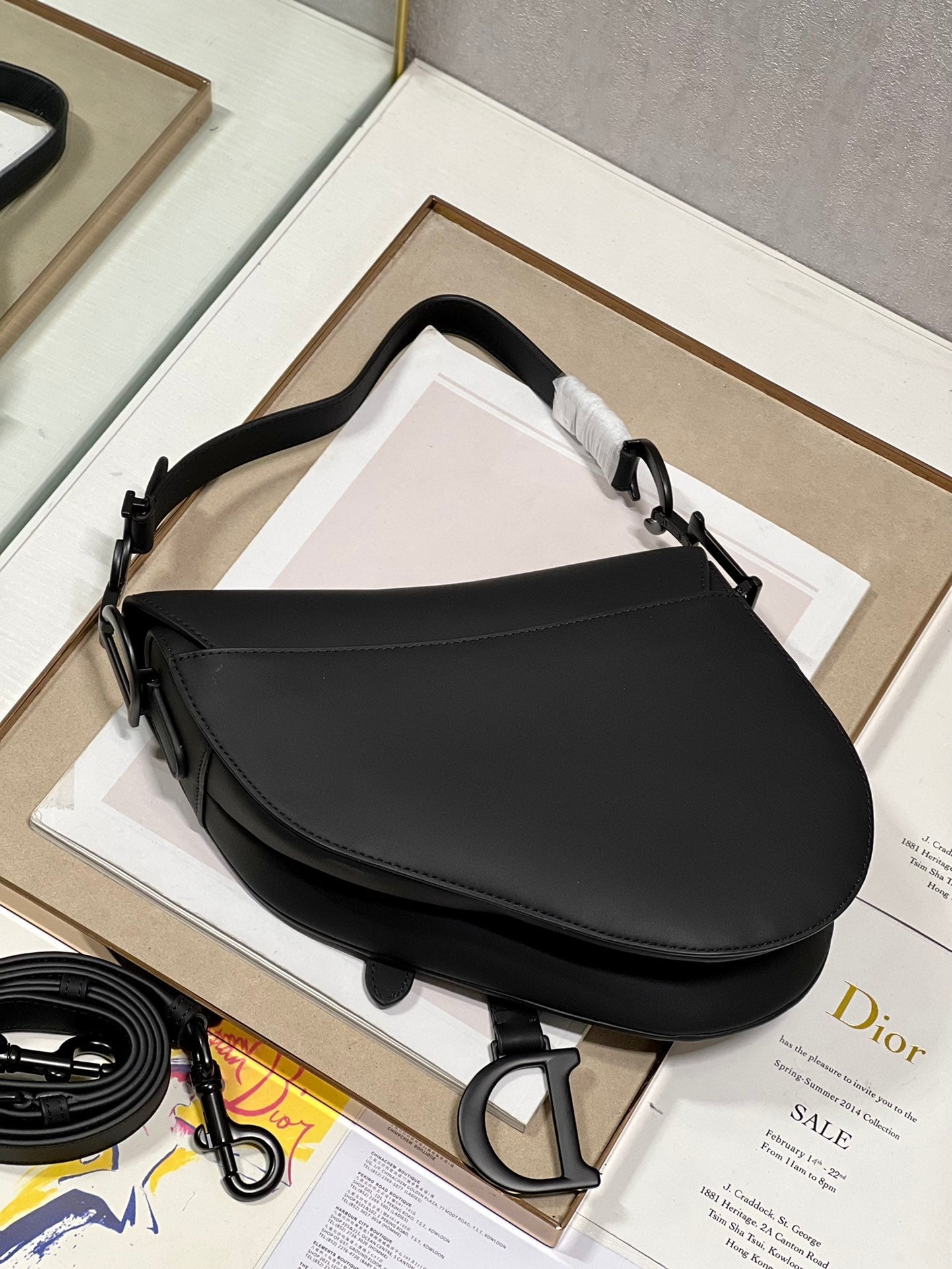 DIOR 26S SADDLE BAG 19 IN BLACK CALFSKIN