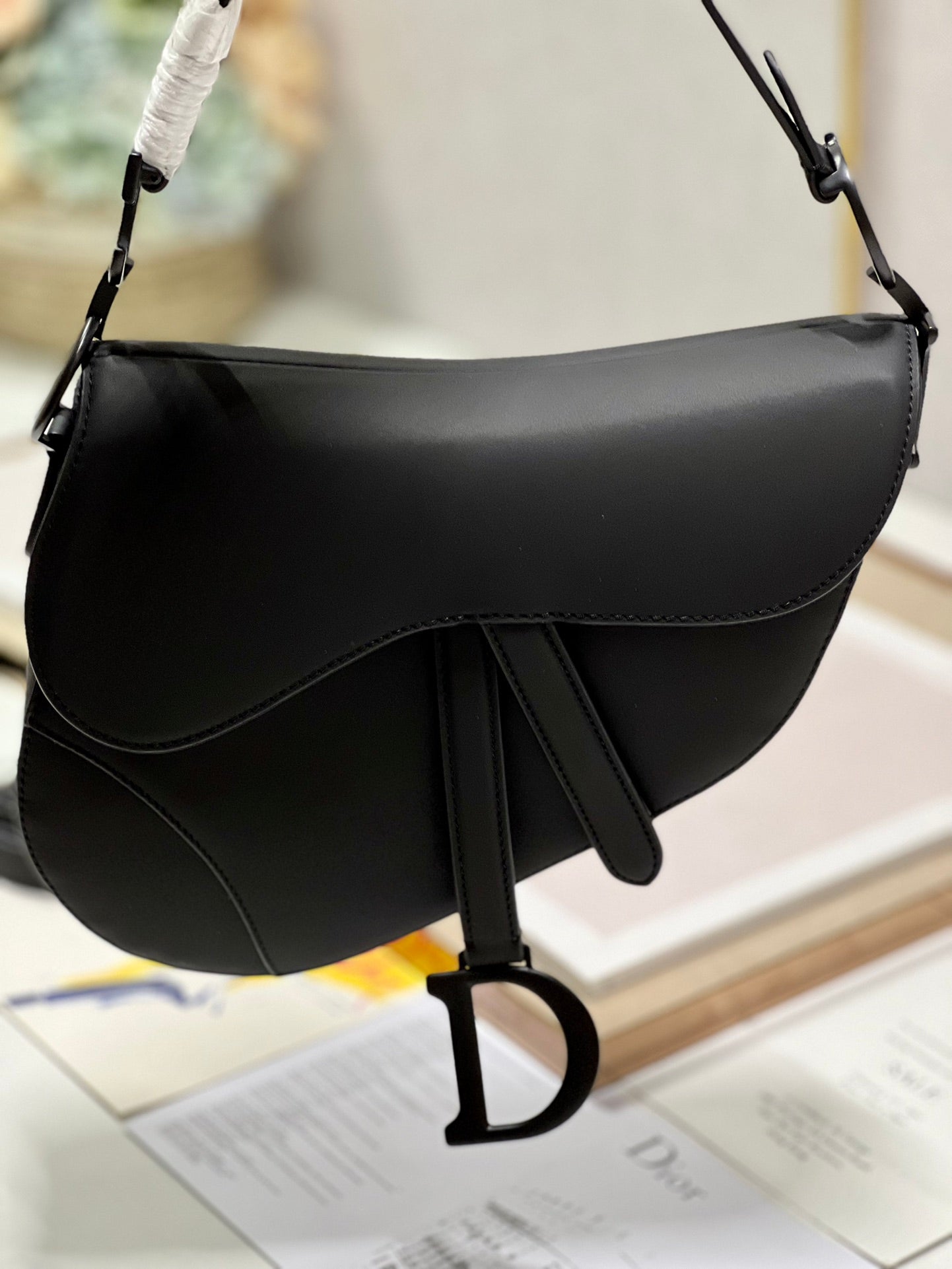 DIOR 26S SADDLE BAG 19 IN BLACK CALFSKIN