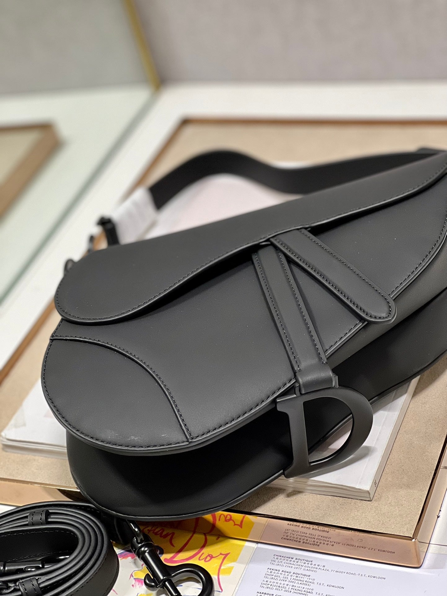 DIOR 26S SADDLE BAG 19 IN BLACK CALFSKIN