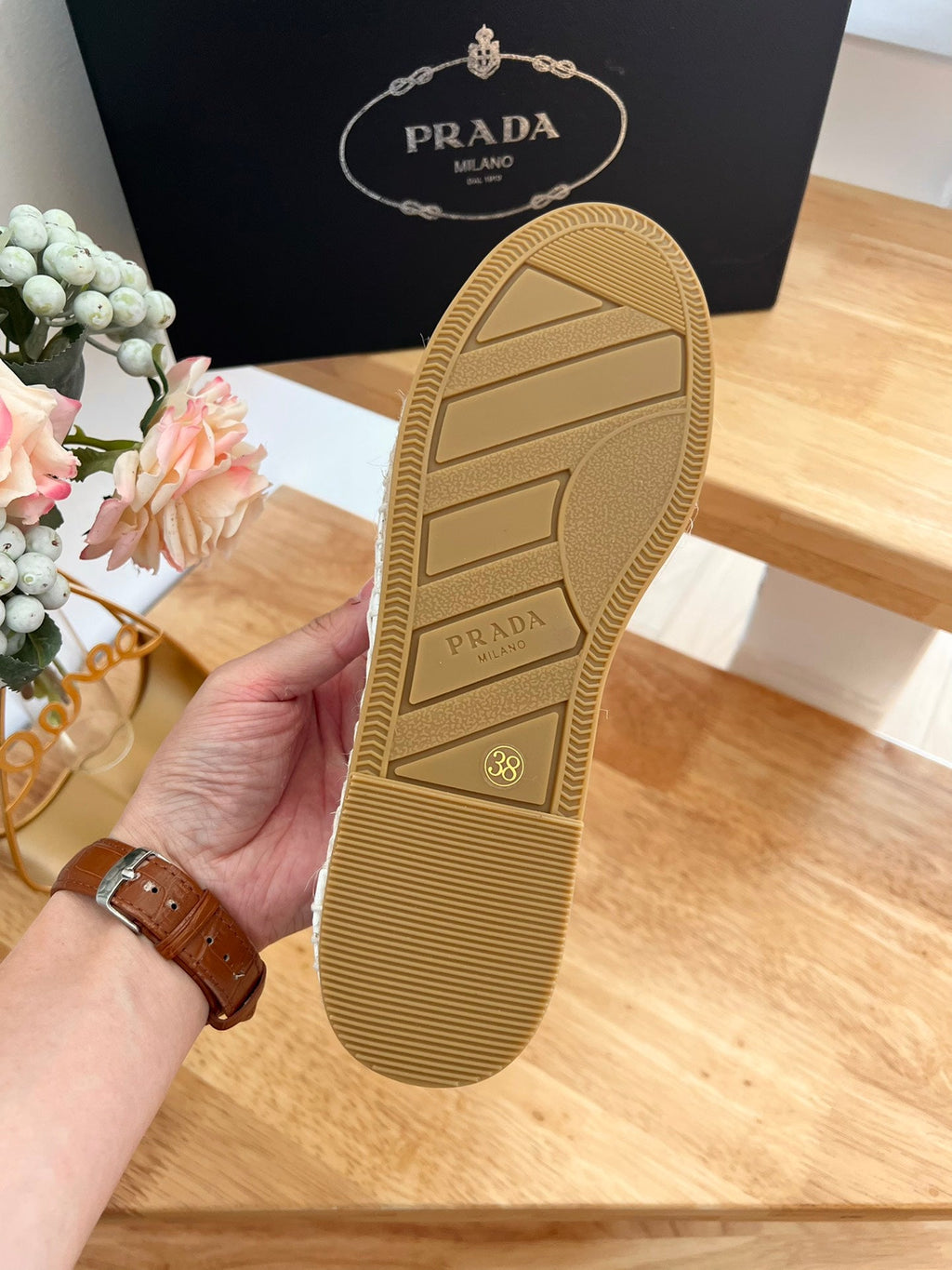 PRADA 26S EMBROIDERED LOGO ESPADRILLE FLATS IN IVORY WHITE MESH AND CALFSKIN