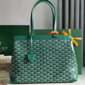 BELLECHASSE BIAUDE PM BAG 36 IN GREEN GOYARDINE CANVAS AND CALFSKIN TRIM