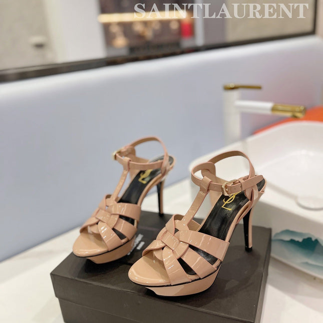 SL TRIBUTE POINED TOE SANDALS GLOSSY DUSTY ROSE CALFSKIN
