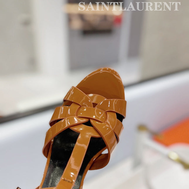 SL TRIBUTE POINED TOE SANDALS GLOSSY COPPER CALFSKIN