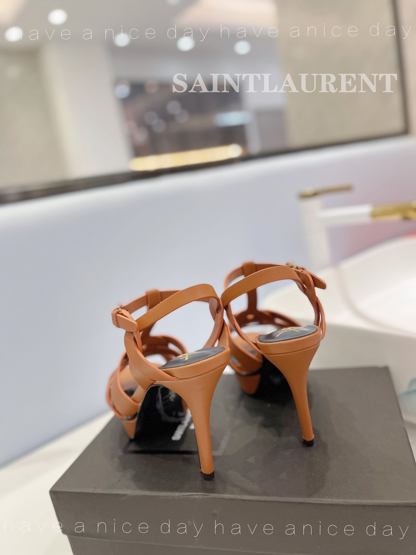 YSL HIGH HEELS 103MM IN BROWN CALFSKIN
