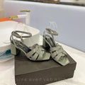 SL TRIBUTE SANDAL GLOSSY SAGE CALFSKIN