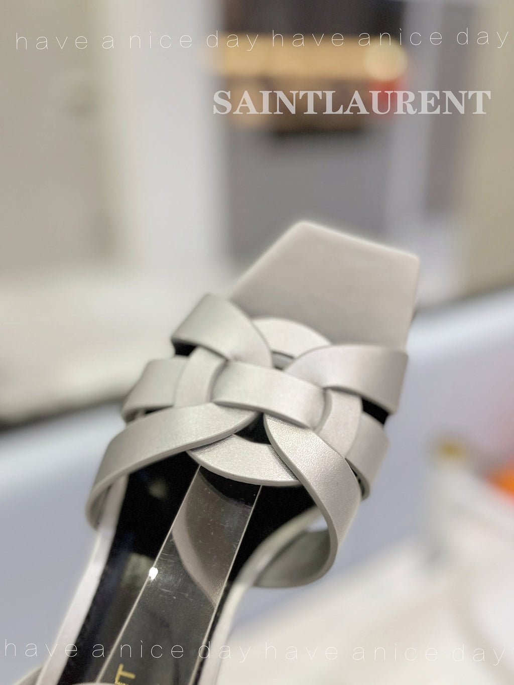 SL TRIBUTE SANDAL SILVER CALFSKIN