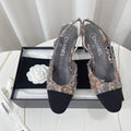 CHANEL 26S HIGH-HEEL SLINGBACKS 65 MM IN BLACK MIX GREY TWEED