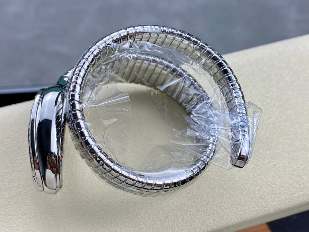 SERPENTI TUBOGAS QUARTZ STEEL ATTACHED DIAMOND BEZEL SILVER OPALINE DIAL