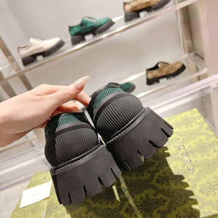 GUCCI 26S LACE-UP SHOES IN DARK GREEN GG CANVAS
