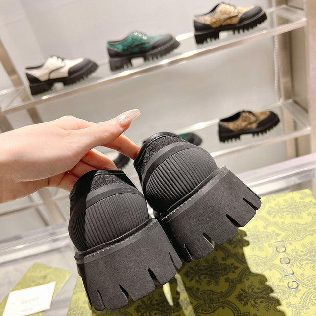 GUCCI 26S LACE-UP SHOES IN BLACK GG CANVAS