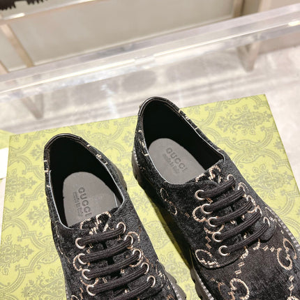 GUCCI 26S LACE-UP SHOES IN BLACK VELVET STYLE 4