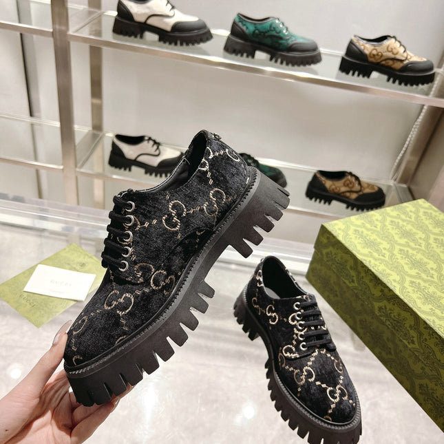 GUCCI 26S LACE-UP SHOES IN BLACK VELVET STYLE 4