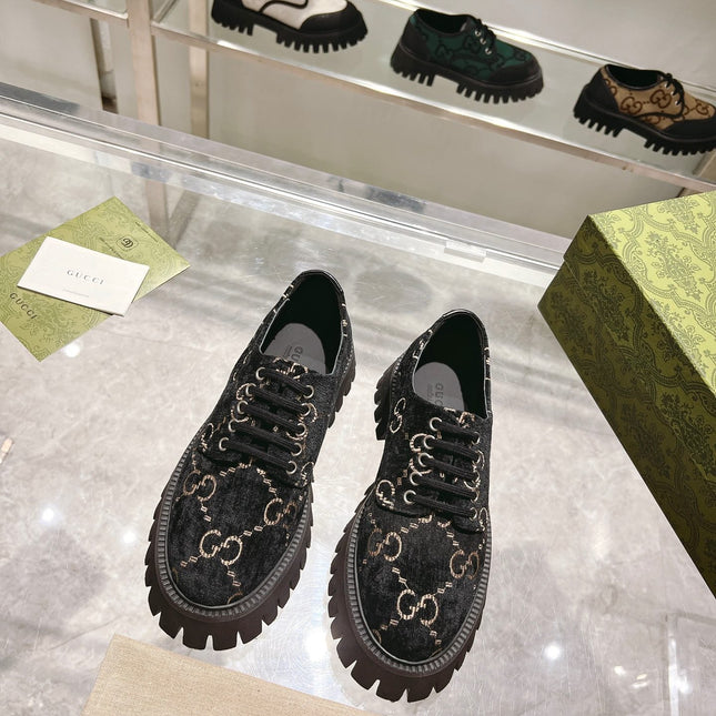 GUCCI 26S LACE-UP SHOES IN BLACK VELVET STYLE 4