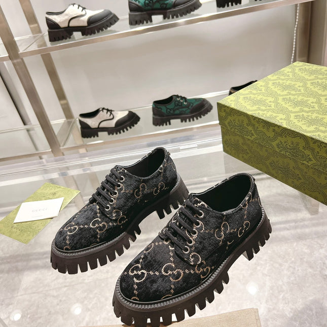 GUCCI 26S LACE-UP SHOES IN BLACK VELVET STYLE 4
