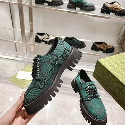 GUCCI 26S LACE-UP SHOES IN DARK GREEN GG CANVAS STYLE 3