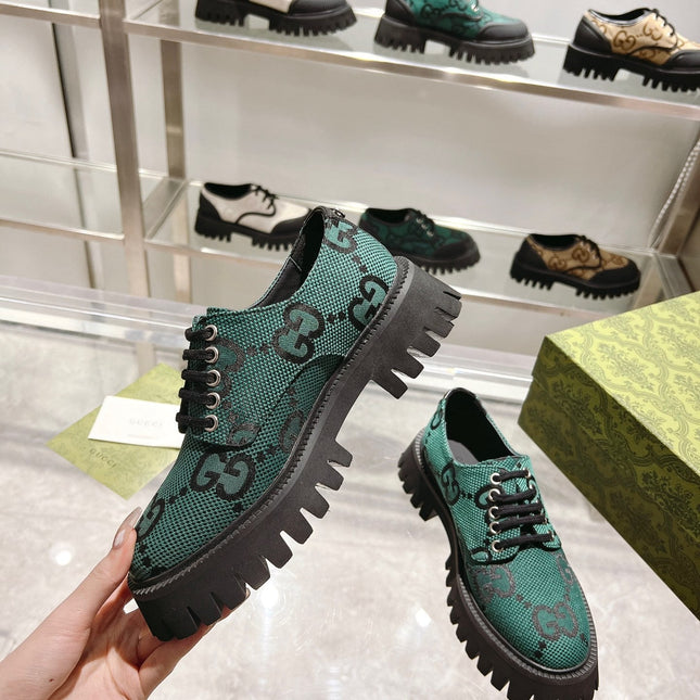 GUCCI 26S LACE-UP SHOES IN DARK GREEN GG CANVAS STYLE 3