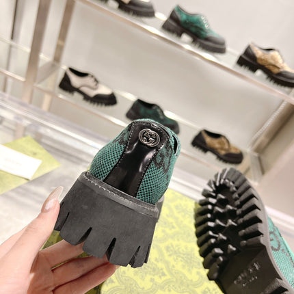 GUCCI 26S LACE-UP SHOES IN DARK GREEN GG CANVAS STYLE 3