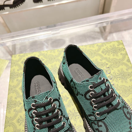 GUCCI 26S LACE-UP SHOES IN DARK GREEN GG CANVAS STYLE 3