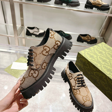 GUCCI 26S LACE-UP SHOES IN BEIGE GG CANVAS STYLE 2