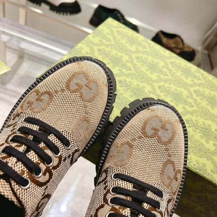 GUCCI 26S LACE-UP SHOES IN BEIGE GG CANVAS STYLE 2