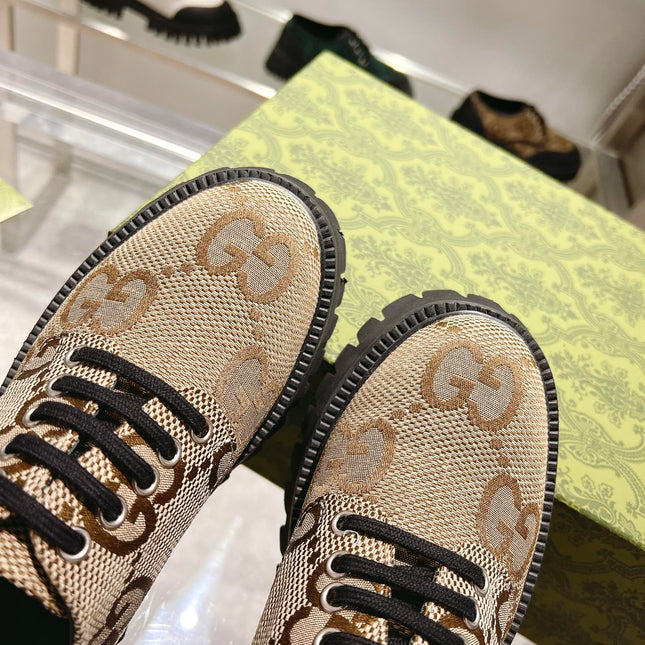 GUCCI 26S LACE-UP SHOES IN BEIGE GG CANVAS STYLE 2